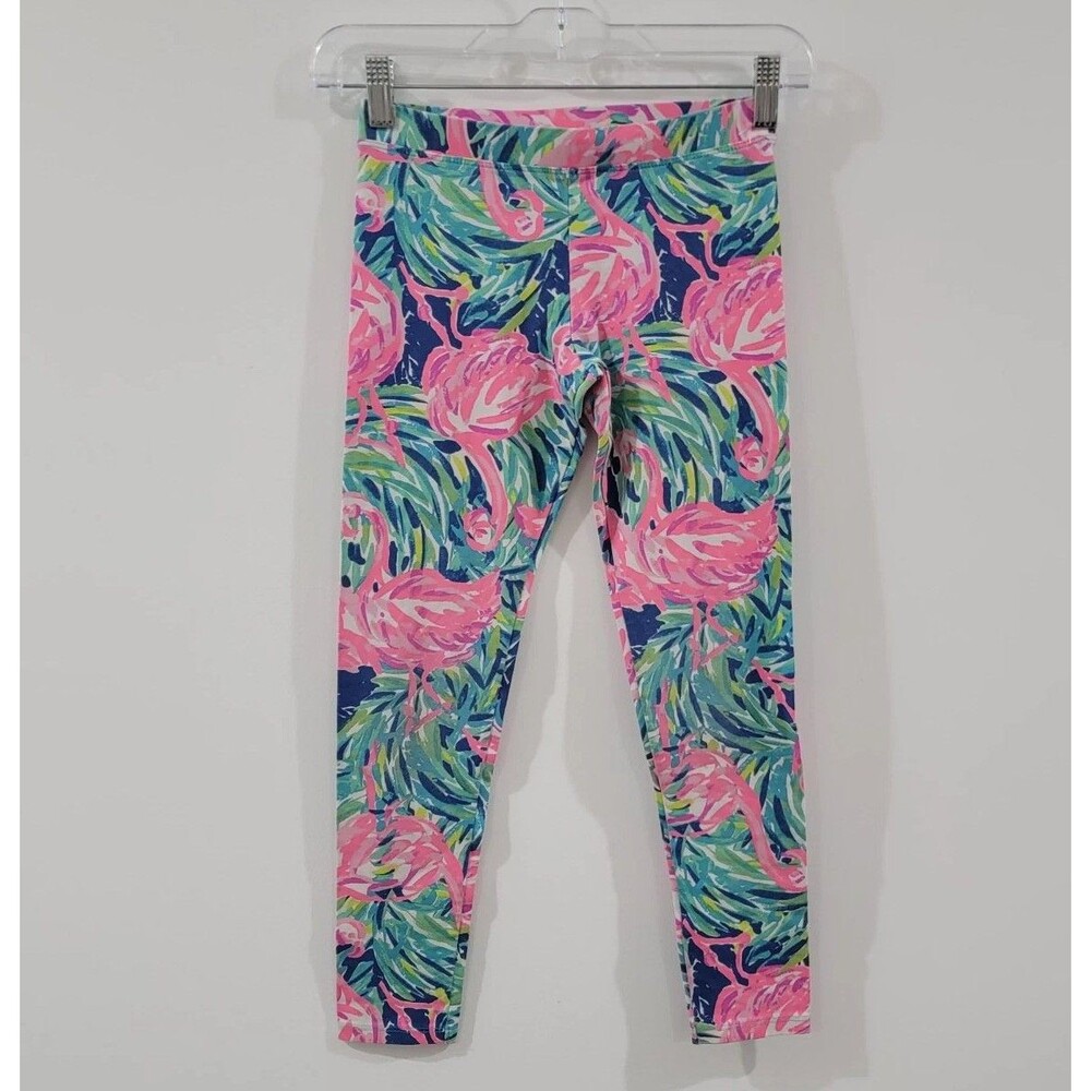 Lilly Pulitzer Girls Leggings Size Large 8 10 Maia Flamingo Print Beach Summer
